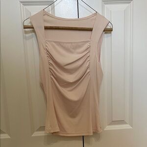 Beige Sleeveless Ruched Top